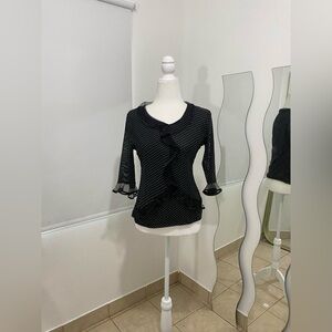 Black Polka Dot Ruffle Blouse